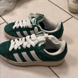 Adidas Forest Green and White Gazelle Sneakers